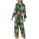 thumbnail image 3 of Pijamas de satén para mujer INSPIRE CHIC, ropa de dormir de manga larga con pantalones, conjuntos de lounge con botones y estampado floral, talla XL, verde, 3 of 5