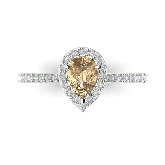 Clara Pucci 14K White Gold 0.76ct YellowMoissanite Solitaire with Accents