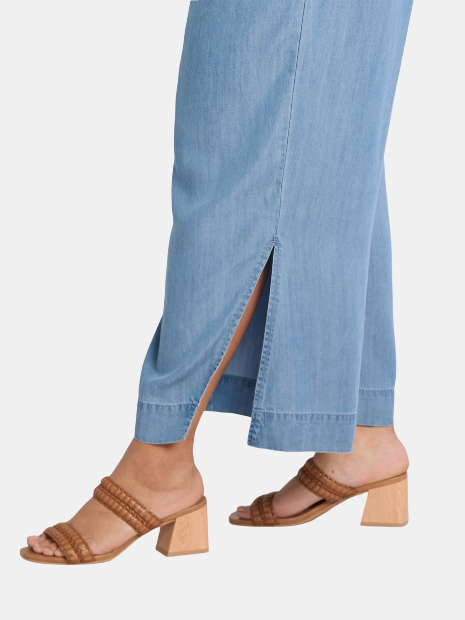 JMS Just My Size by Hanes Women's Plus Chambray Split Hem Pants, 28” Inseam, Sizes 0X-4X