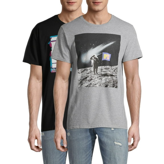 MTV Logo & Moon Shot Men's and Big Men's Graphic T-Shirt, 2-Pack