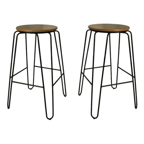 Carolina Chair & Table Ethan 30" Barstool - Set of 2 - Maple Top - Black Base