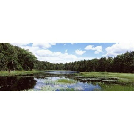 Panoramic Images PPI137210L Reflection of clouds in a pond  Adirondack Mountains  New York State  USA Poster Print by Panoramic Images - 36 x 12