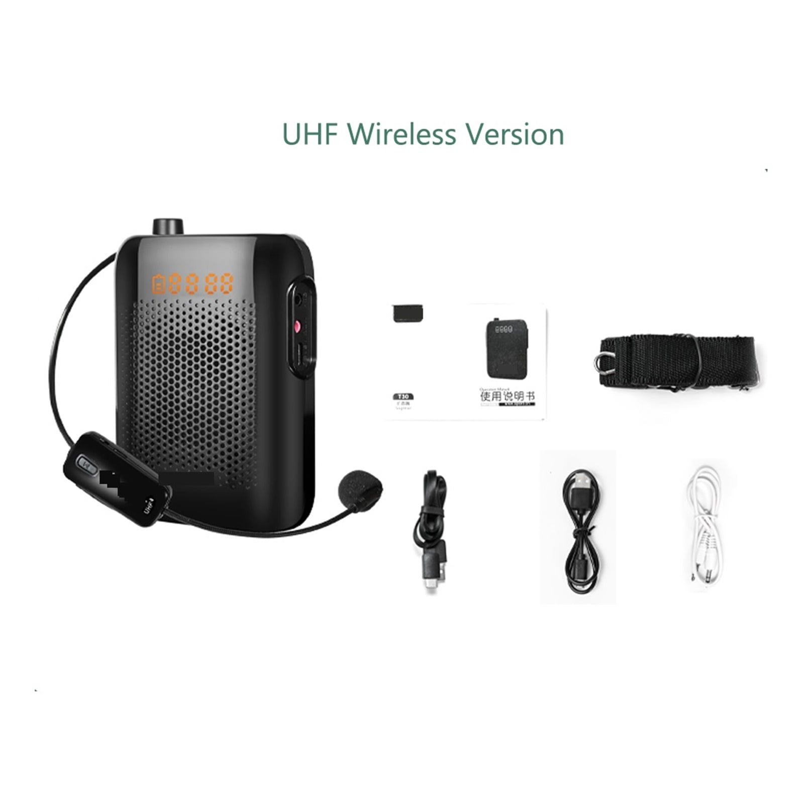 20W Voice Amplifier With UHF Wireless Microphone For Professor Teaching Lecture Tour Guide Meeting Portable Megaphone Speaker ,Powerful Voice Amplifier