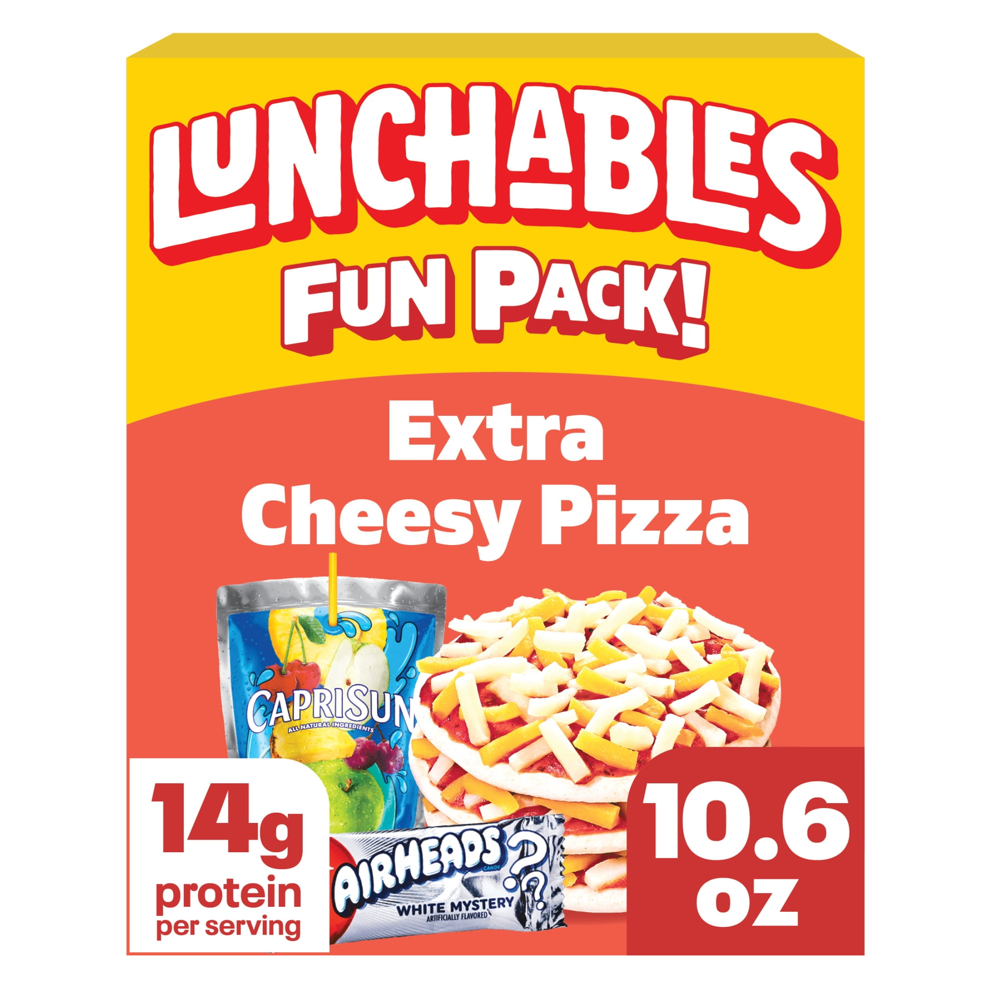Lunchables Extra Cheesy Pizza with Capri Sun Pacific Cooler & Airheads White Mystery Fun Pack, 4.6 oz & 6 fl oz Package
