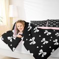 thumbnail image 3 of spefrowx Black White Bow Queen Bedding for Teens, Cartoon Heart Silhouette Bedding Comforter Set Queen, Pink Reversible, 7-Piece, 3 of 6