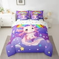 thumbnail image 2 of Manfei Cartoon Kawaii Axolotl 7-Piece Twin Bedding Sets,Purple Glitter Print Bedding Comforter Set,Galaxy Stars Fantasy Sheet Sets For Girls Teens,Ultra Soft Home Decor Reversible, 2 of 8