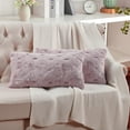 thumbnail image 3 of Home Soft Things Serenta Jacquard Rabbit Faux Fur Throw Pillow Covers 2 Piece Set, 14" x 26", Pink, 3 of 6