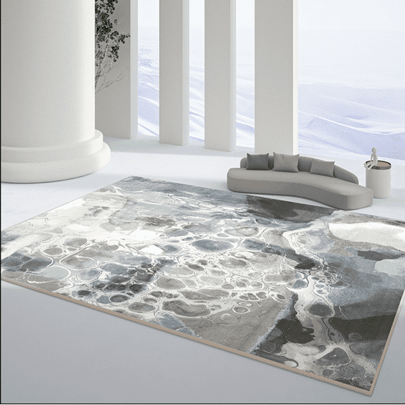 Nvzi-a Bathroom Rug Mat, Non-Slip Plush Shaggy Bath Carpet, Machine Wash Dry, Blue,24*16inch