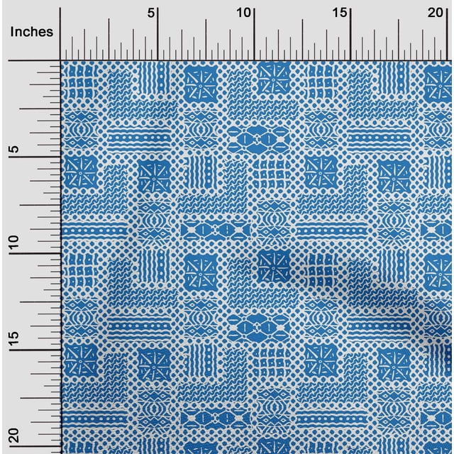 oneOone Georgette Viscose Medium Blue Fabric Geometric African Sewing Craft Projects Fabric Prints By Yard 42 Inch Wide