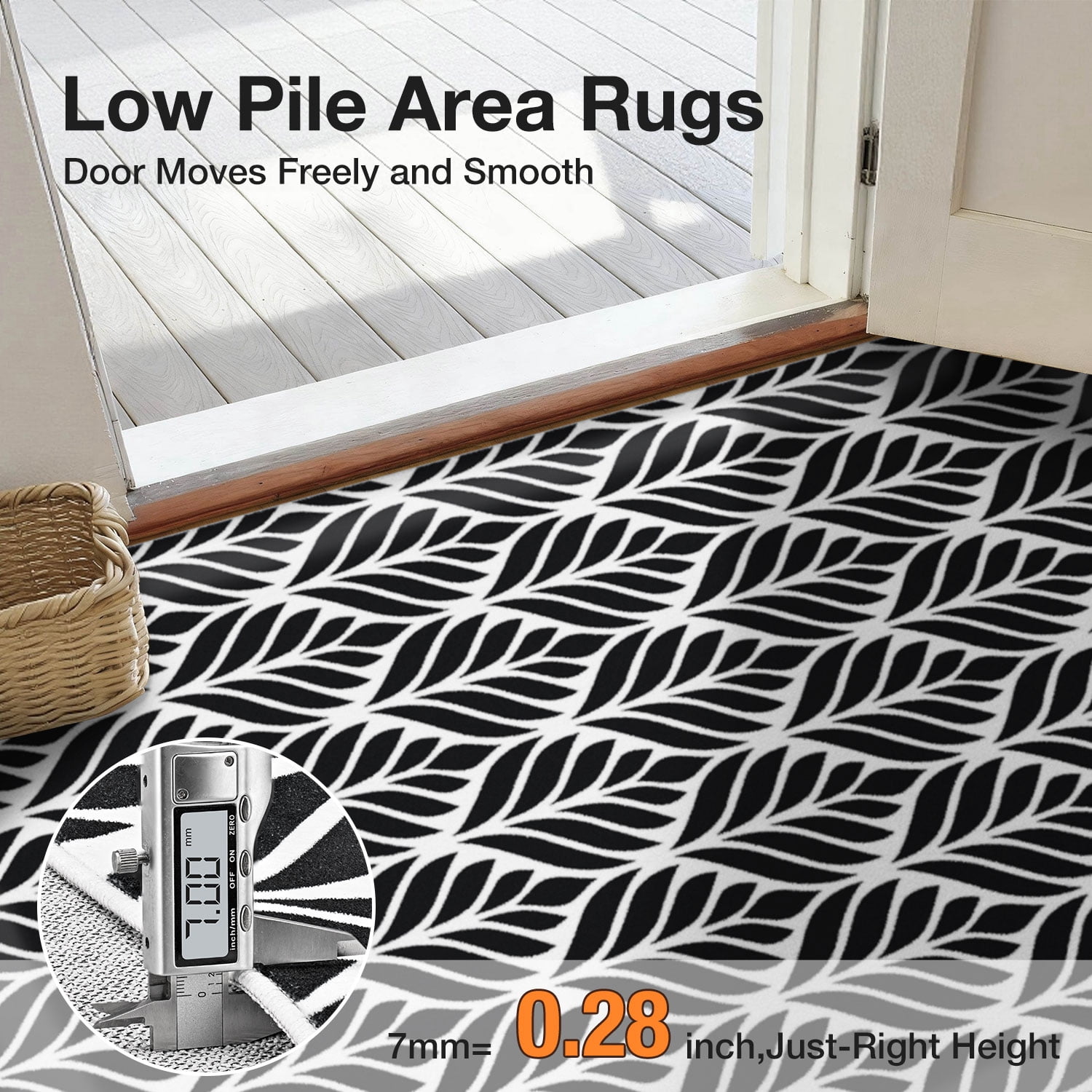 Curtilage 4'x6' Washable Area Rugs for Living Room, Non-Slip Abstract Indoor Rugs, Soft Low Pile Stain Resistant Carpet for Nursery, Entryway