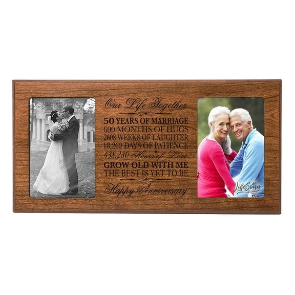 LifeSong Milestones 50th Wedding Anniversary Tabletop Picture Frame Gift Holds 2 4x6 Photos