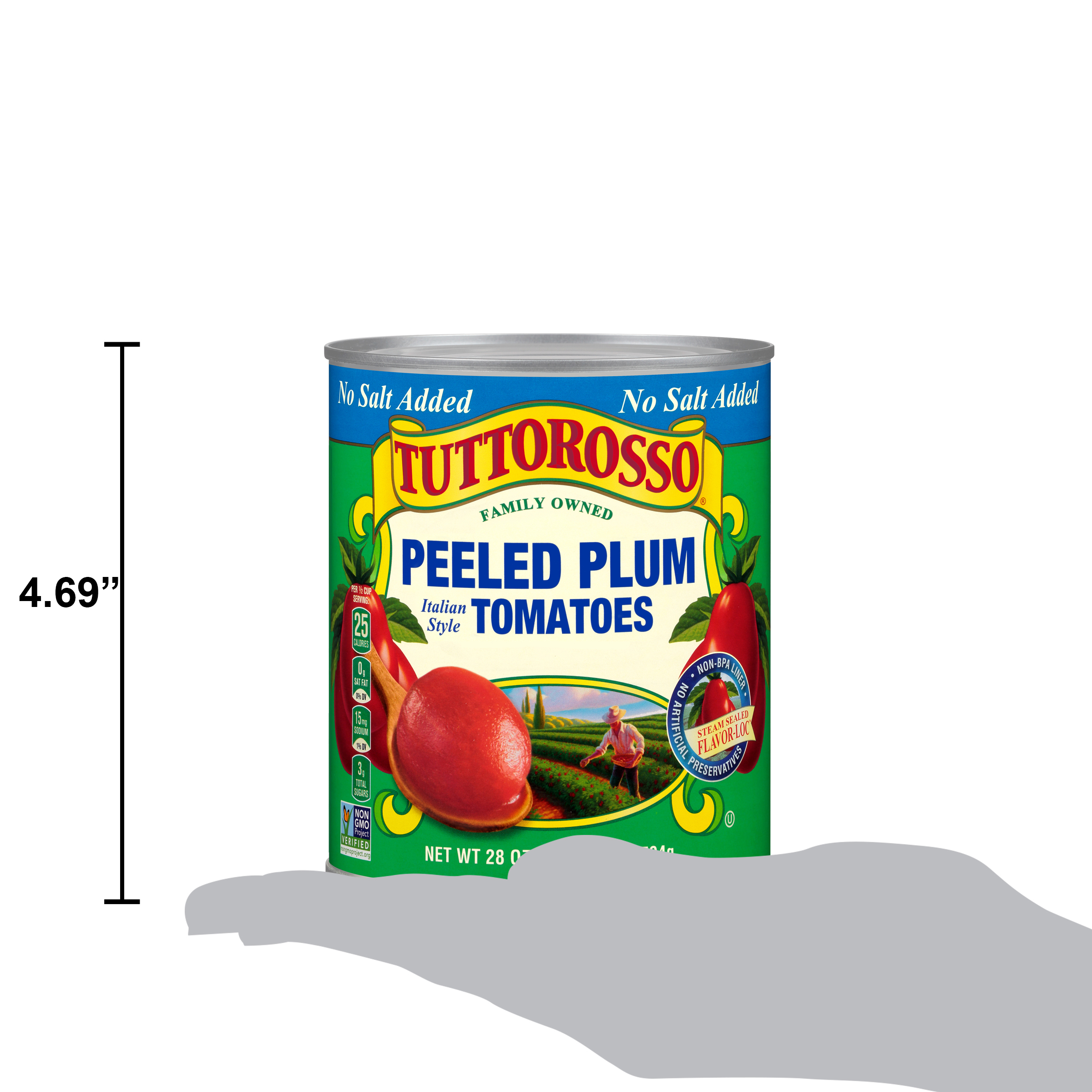 (6 pack) Tuttorosso No Salt Added, Italian Style Peeled Plum Tomatoes, 28 oz Can