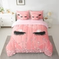thumbnail image 2 of Manfei Chic Sequin Print Twin Bedding Sets 7-Piece,Abstrat Eyes Diamond Design Bedding Comforter Set,Pink Silver Black Sheet Sets For Teens,Luxury Bedroom Decor Reversible, 2 of 8