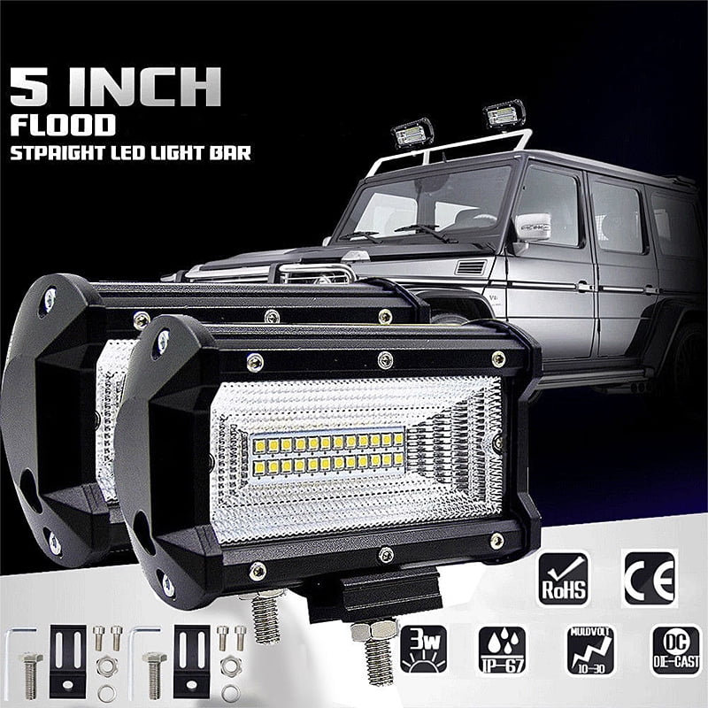 1x 5" Inch 72W Flood LED Work Light Bar Boat Truck Offroad SUV Driving Fog Lamp 