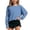 Light Blue, variant on Girl's Open Back Backless Tops Long Sleeve T Shirts Crewneck Casual Tees Summer Shirts 11-12 years