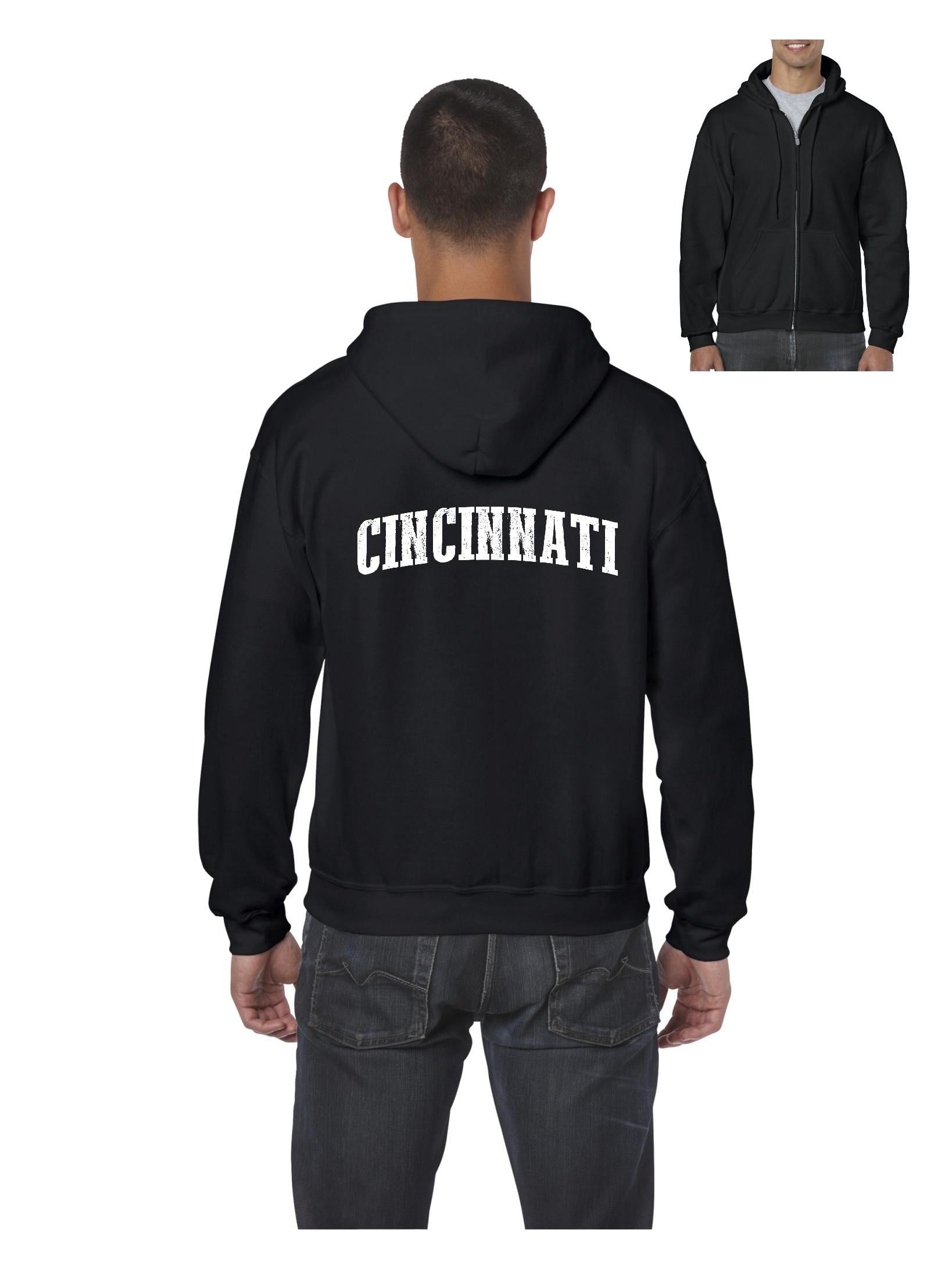 Flag of Cincinnati Hoodie Mens Casual Workout Full Zip Sweatshirts Jackets Outwear with Plus Size