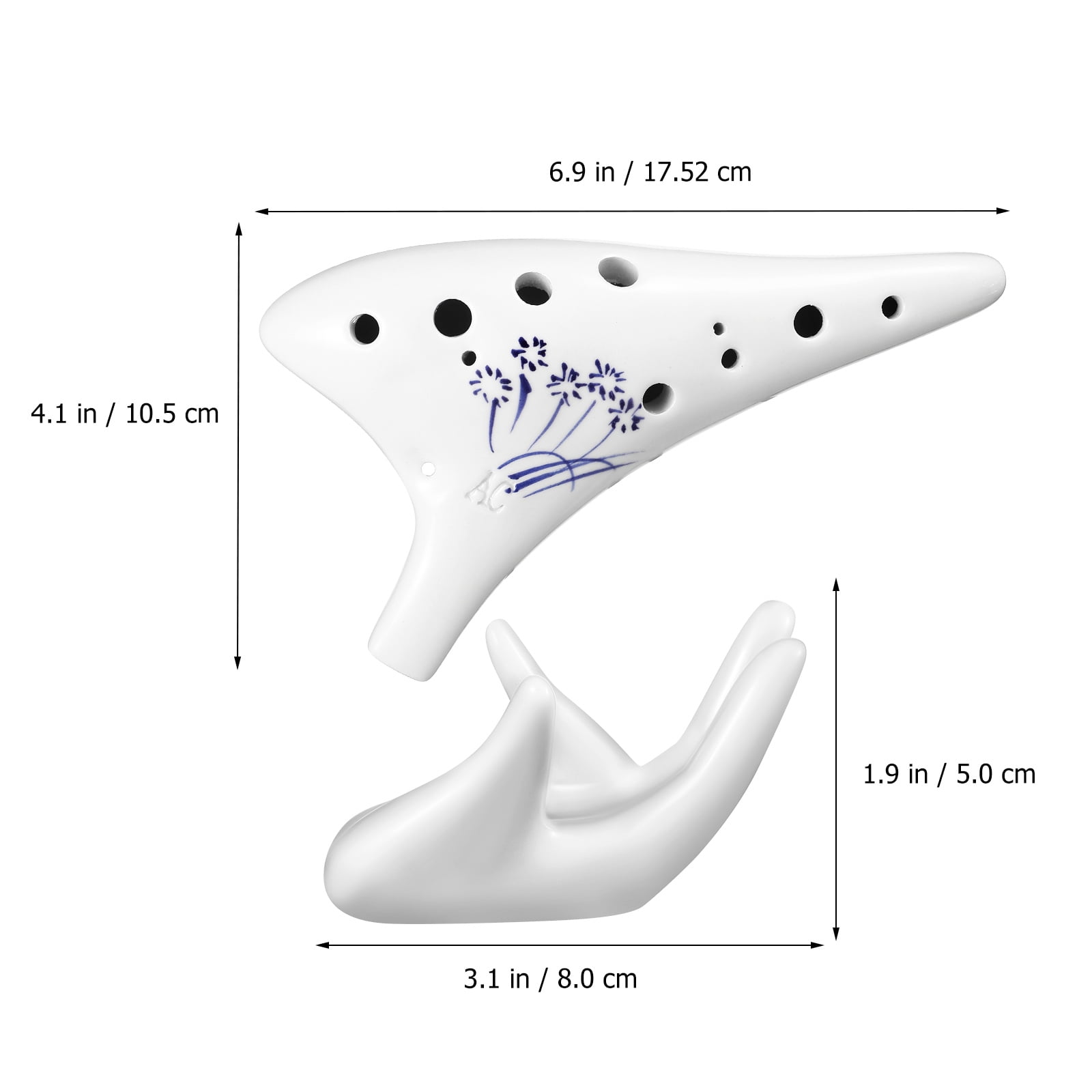 Alto C 12 Hole Ocarina Durable Ceramic Ocarina Instrument with Storage Holder