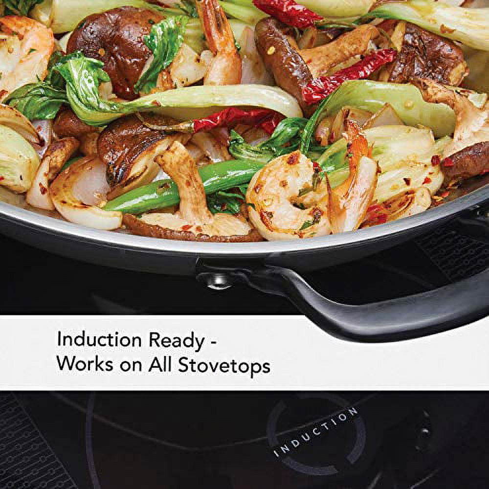 KitchenAid 5-Ply Clad 15 Inch Stainless Steel Induction Wok, Dishwasher Safe, Metal Utensil, Broiler and Oven Safe to 500°F, Polished Stainless Steel