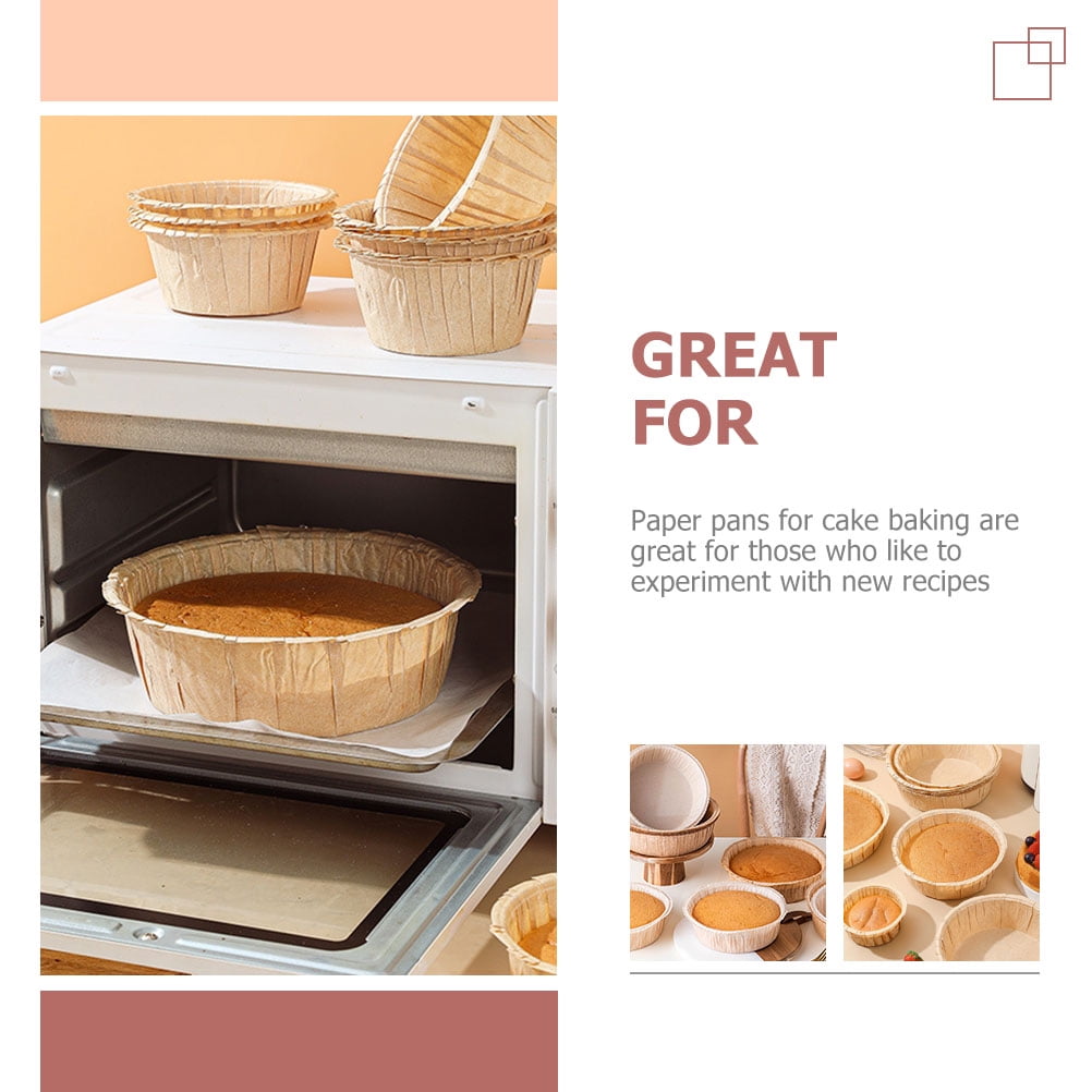 10pcs Paper Baking Pan Disposable Cake Pans Heat Resistance Paper Baking  Cake Pans