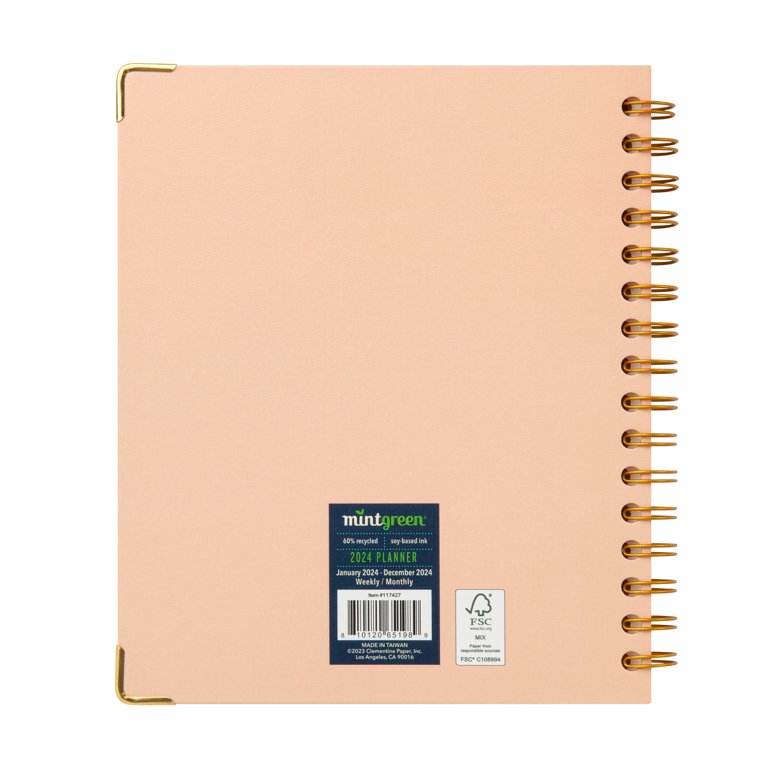 2024 Mintgreen Medium Elegant Planner Blush, Size: Notebook