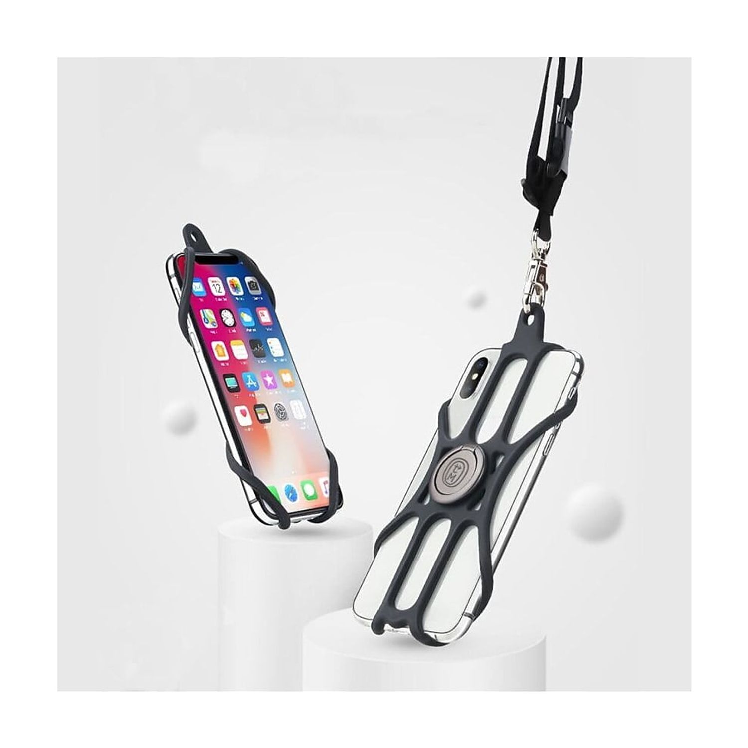 OTM Essentials Black Universal Phone Sling with Lanyard and Ring Grip (OB-A4A)