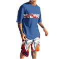 thumbnail image 2 of UVEASISHA Hawaiian Short Set for Men Big and Tall 2 Piece Beach Vacation Outfits Floral Print Tee Tops and Short Set Blue XXXL, 2 of 5