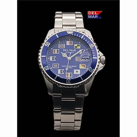 Emtech La Costa Co. 50406 Men's Long Life Nautical 43mm Blue Face - Bezel SS Band Watch 6
