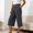 Gray women high waisted wide leg capri pants a1, variant on Cagogo Women's High Waisted Wide Leg Capri Pants with Pockets Casual Solid Loose Cropped Palazzo Trousers Summer Beach Work Lounge, Navy 2XL