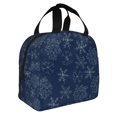 thumbnail image 2 of Disketp Snowflake Dark Blue for Insulated Lunch Bag for Women and Men, Perfect for Work, Hiking, Picnic, 2 of 8