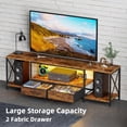 thumbnail image 4 of LED TV Stand with Fabric Drawers, Entertainment Center for 75 80 Inches TV Console Table with Storage Shelves for Living Room, Bedroom, Television Stands 71" Rustic Brown, 4 of 16