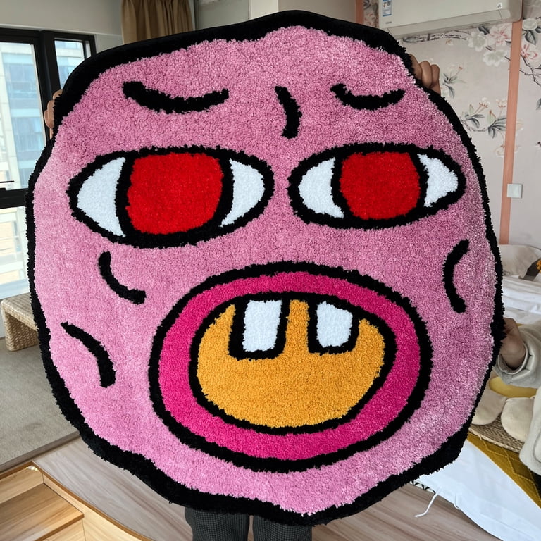 LAKEA Cherry Bomb Tufted Pink Cartoon Circle Area Rug, 31.5