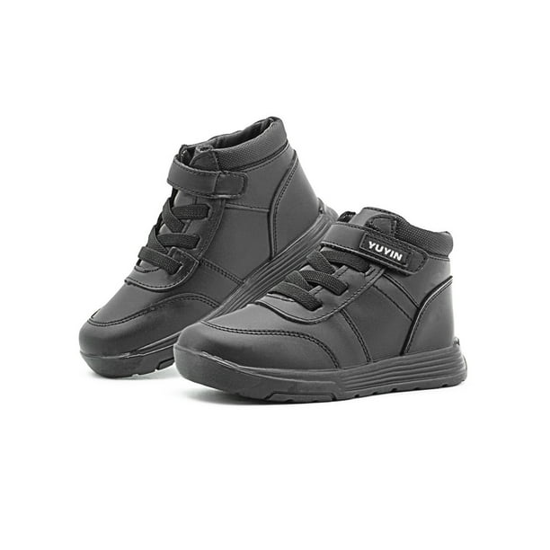 Zapato Bota Escolar Para Niño Yuyin Velcro Antiderrapantes negro 25