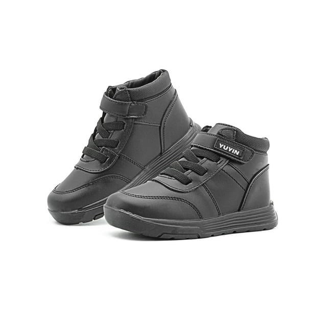 Zapato Bota Escolar Para Niño Yuyin Velcro Antiderrapantes negro 25