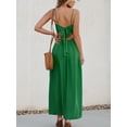 thumbnail image 3 of Vestido largo CUPSHE con cuello en V retorcido, sin mangas, rayón verde, 3 of 6