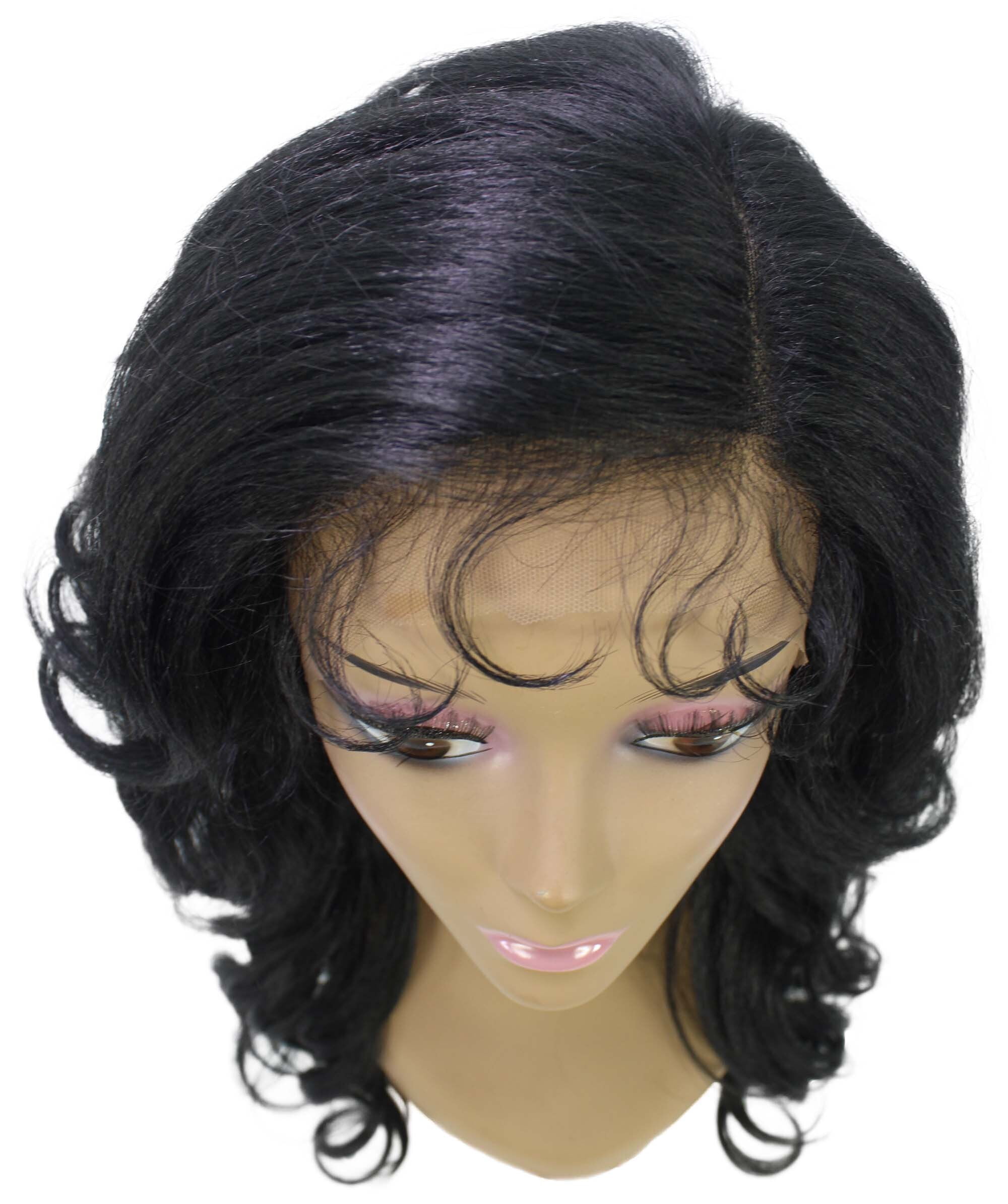 LUXLUXE Nia Wavy Glamour 20 in Long T Part Lace Front Wig, Heat Resistant Fibers, Black Color