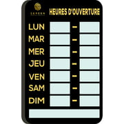 SEREEN® Signe ouvert. Kit d'heures d'ouverture - (couleurs noir et or), French Business Hours Sign, with 4 Free