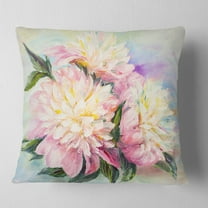 Designart Blooming Pink Peonies - Floral Throw Pillow - 18x18