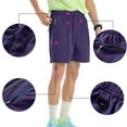 thumbnail image 2 of Kvture Mens Running Shorts with Zipper Pockets Elastic Waist Athletic Workout Short Pants Breathable Gym Clothes Summer Purple L, 2 of 7
