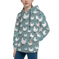thumbnail image 2 of Picia Farm Birds Pattern Youth Hoodie - Warm Pullover Sweatshirt with Kangaroo Pocket, Ideal for Boys and Girls-Small, 2 of 6