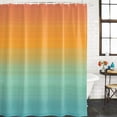 thumbnail image 2 of Burnt Orange Teal Striped Bathroom Shower Curtains with 12 Hooks Polyester Waterproof Shower Curtain for Stalls and Bathtubs Farmhouse Gradient Line Decorative Bathroom Privacy Curtain 60x72 Inches, 2 of 9