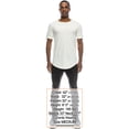 thumbnail image 4 of JC DISTRO Men's Hipster Cotton Longline Drop-Cut Scallop-Tail Short Sleeve Crewneck T-Shirts (upto 3XL) VINTAGEWHITE Large, 4 of 5