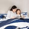 thumbnail image 4 of Manfei Est Soccer Sleep Bedding Comforter Set 7 Pieces for Boys, Ball Game Sports Full Bedding Set, White Blue Athlete Helmet Reversible Fitted Sheet Flat Sheet, Ultra Soft Bedroom Decor, 4 of 7