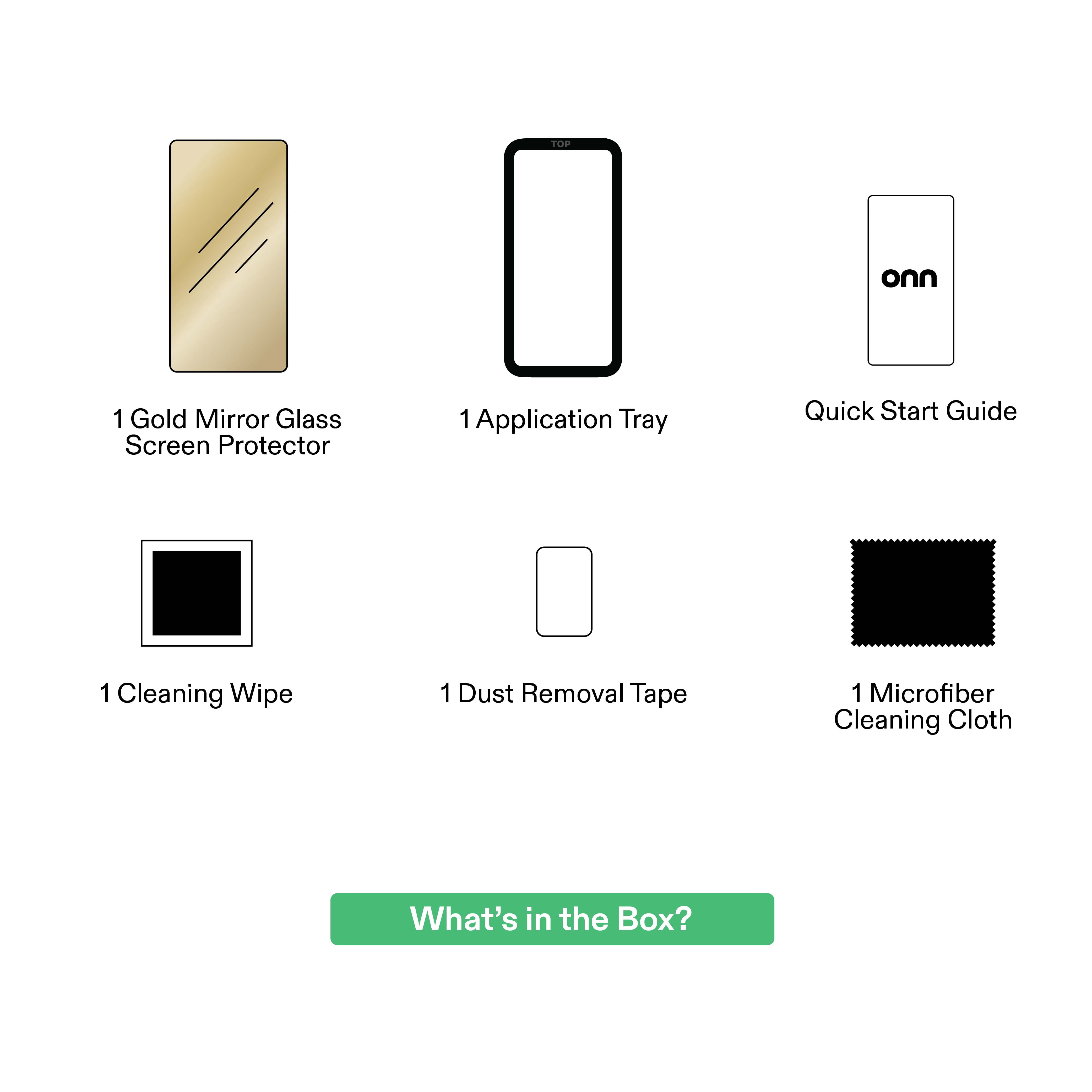onn Mirror Glass Screen Protector for iPhone 17e / 16e / 14 / 13 / 13 Pro with Easy Application Tray - Gold Mirror Finish