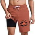 thumbnail image 2 of Yaoyar Swim Trunks Men Elastic Waist Quick Dry Board Shorts with Compression Casual Gradient Print Big and Tall Beach Bathing Suit, 2 of 6