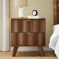 thumbnail image 5 of Wirrytor Modern Flutted NightStand with 2 Drawers, Farmhouse Sofa Table with Storage, Bedside Table for Living Room(Walnut), 5 of 7
