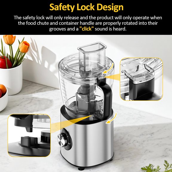 TINANA 6-in-1 Food Processor, 10 Cup 1000W Electric Vegetable Chopper, Multifunctional Slicer, Food Shredder, Dough Mixer, BPA Free, Dishwasher Safe Kitchen Appliance for Family Cooking and Meal Prep