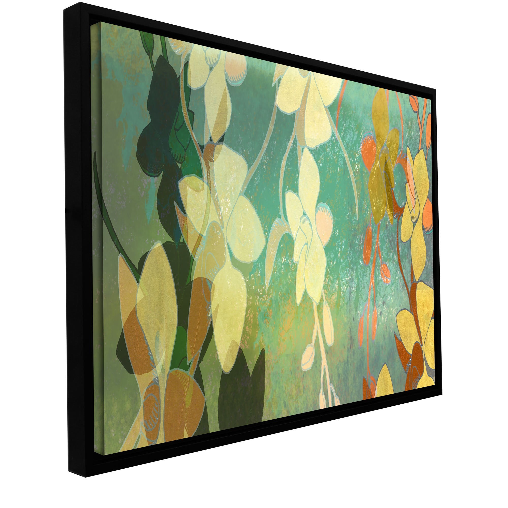 Jan Weiss "Shadow Florals" Floater-Framed Gallery-Wrapped Canvas