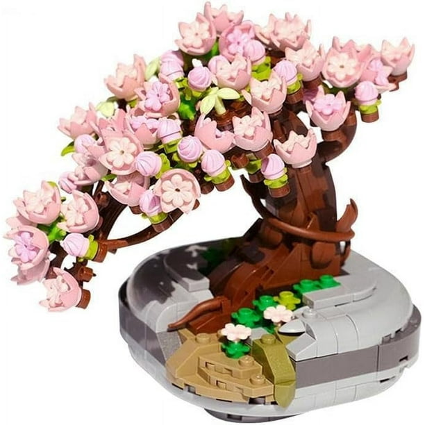 Mini Ladrillos Sakura Bonsai Modelo Flor de Cerezo Planta en Maceta Árbol Kit de Bloques de Construcción 426 PCS, Mini Partícula Simulación Flor Colección Botánica