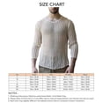 thumbnail image 4 of Men Hollow See Through Top Lightweight Grid Pure Color Breathable Long Sleeve Knit Undershirt for Male White S, 4 of 4