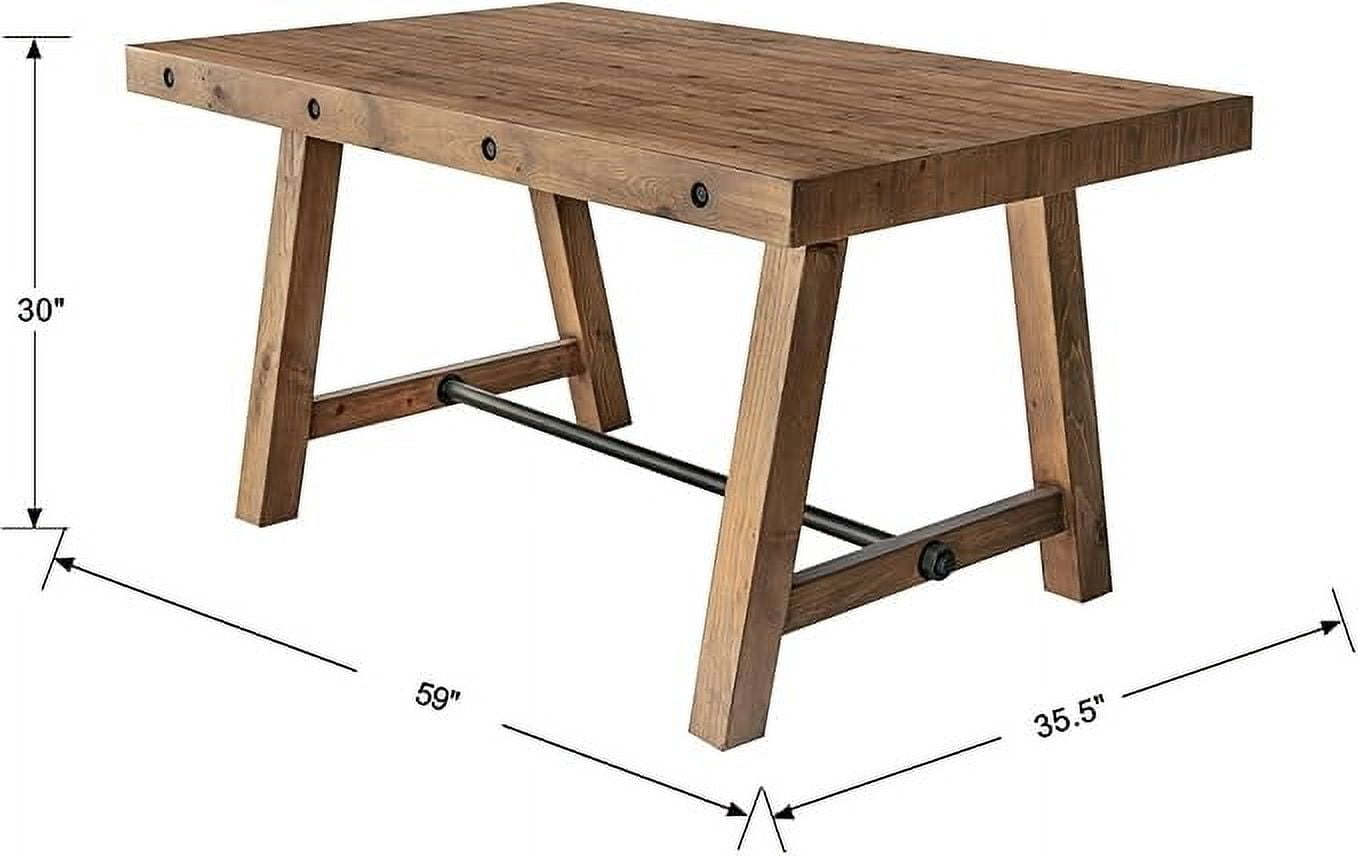 Guyou 59" Dining Table for 4-6 People, Farmhouse Rectangular Kitchen Table, Solid Wood Rustic Dinner Table for Dining Room Kitchen, Walnut